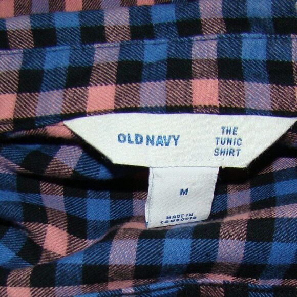 FINAL PRICE Old Navy The Tunic Shirt Soft Flannel Navy & Pink Size Medium - Picture 6 of 7